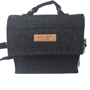 Lux Felt London Claire Shoulder Strap Crossbody Bag Handbag Charcoal Gray Taxis